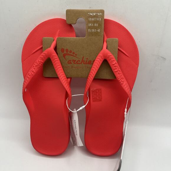Archies Shoes - Archies Arch Support Thong Flip Flops Sandals Coral Pink Red Sz US M 7 W 8 NWT
